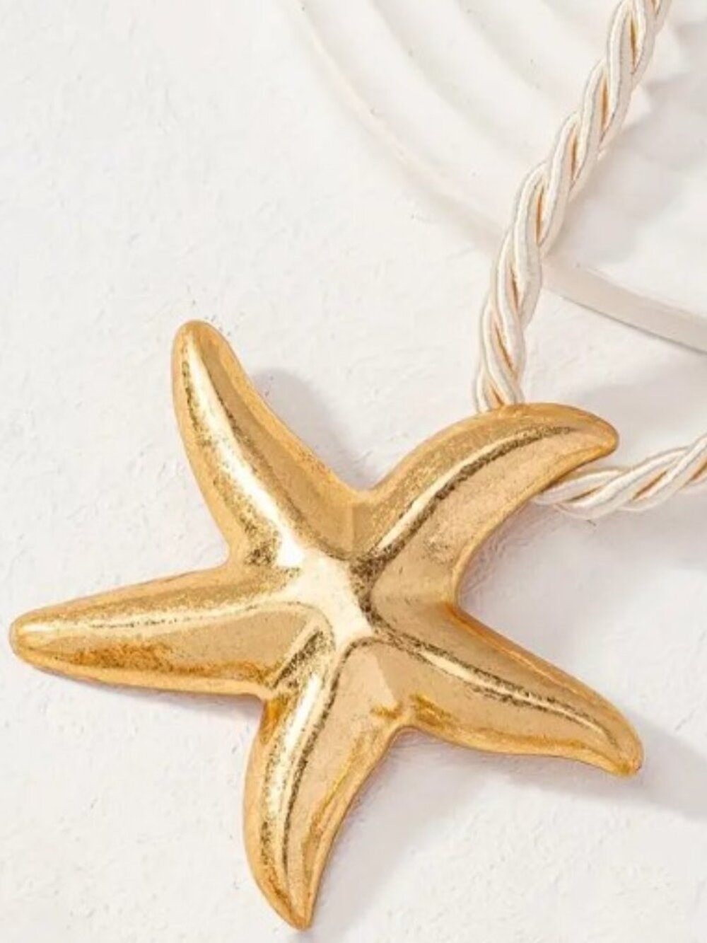 Oceanic Starfish Pendant Necklace Gold-Tone Copper Plated Statement Jewelry - Picture 3 of 7